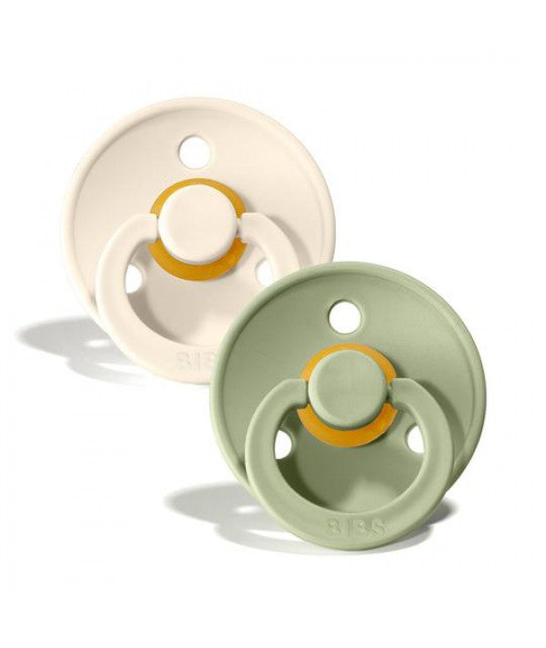 BIBS-COLOUR PACIFIER IVORY/SAGE 2PK 0-6M LATEX