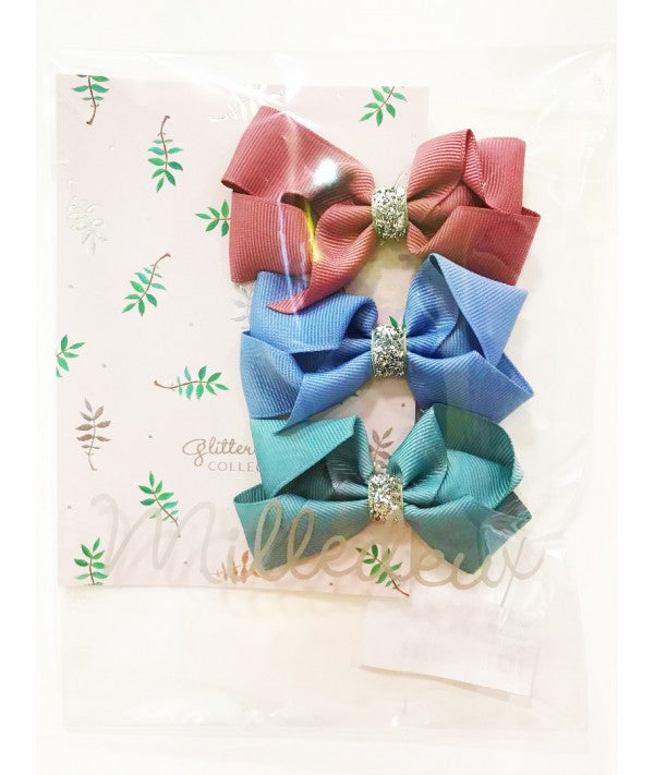 MILLEDEUX GLITTER M BOUTIQUE BOWS GIFT SET 3PCS(R/B/G)