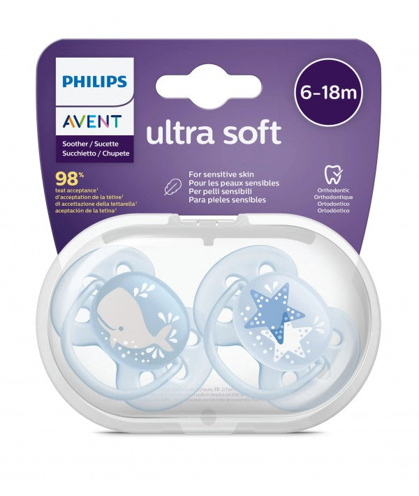 PHILIPS AVENT - ULTRA SOFT SOOTHER 6-18M (BLUE)